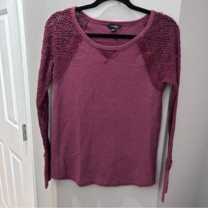 Lucky Brand Maroon Long Sleeve Top-Md